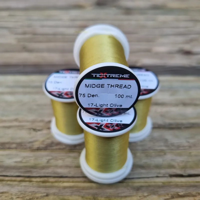 TEXTREME Midge Tying Thread 75dn in 17-Light Olive-1